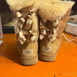 UGG Chestnut Boots with Ribbon Accents